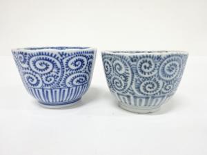 古伊万里　染付　蛸唐草　向付　2客